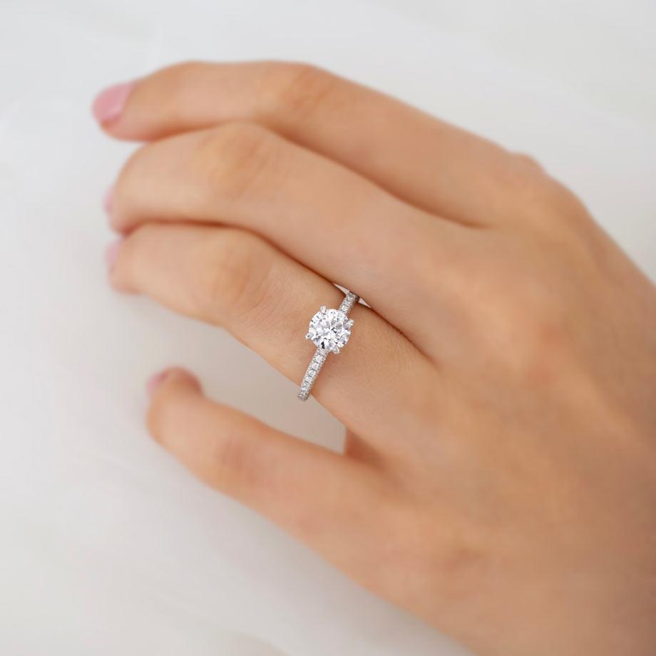 Round Hidden Halo & Pave Lab Grown Diamond Engagement Ring