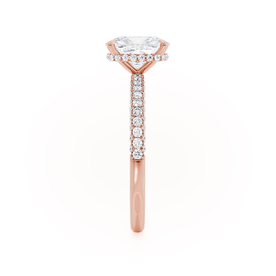 Elongated Cushion Hidden Halo & Pave Lab Grown Diamond Engagement Ring