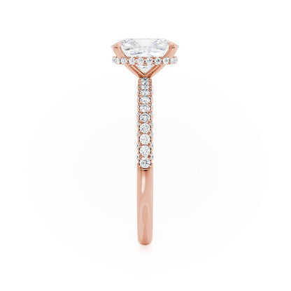 Elongated Cushion Hidden Halo & Pave Lab Grown Diamond Engagement Ring