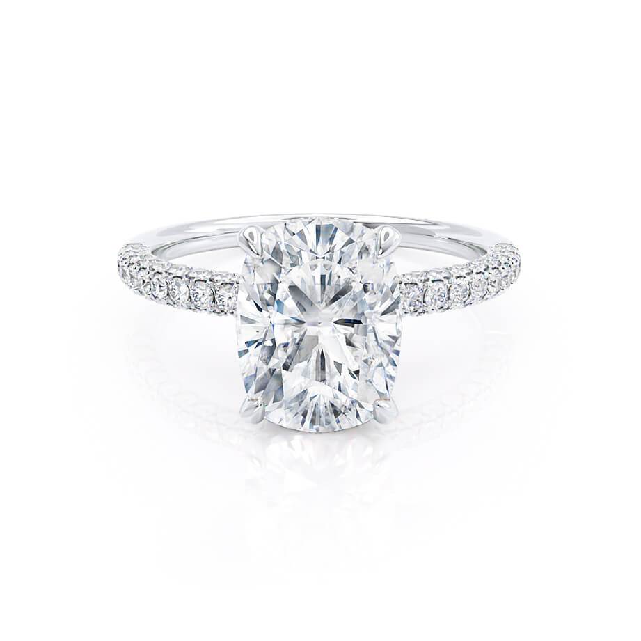 Elongated Cushion Hidden Halo Lab Grown Diamond Engagement Ring