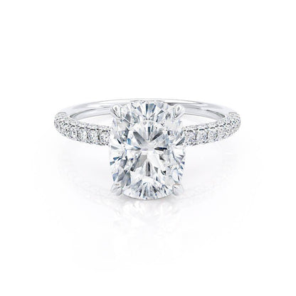 Elongated Cushion Hidden Halo Lab Grown Diamond Engagement Ring