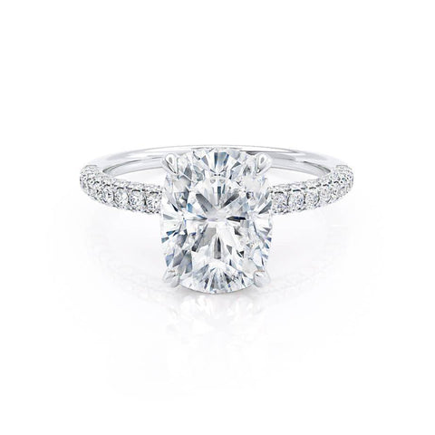 3.34 CT Elongated Cushion Shaped Moissanite Hidden Halo Style Engagement Ring 2