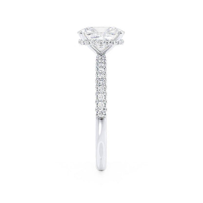 Elongated Cushion Hidden Halo Lab Grown Diamond Engagement Ring