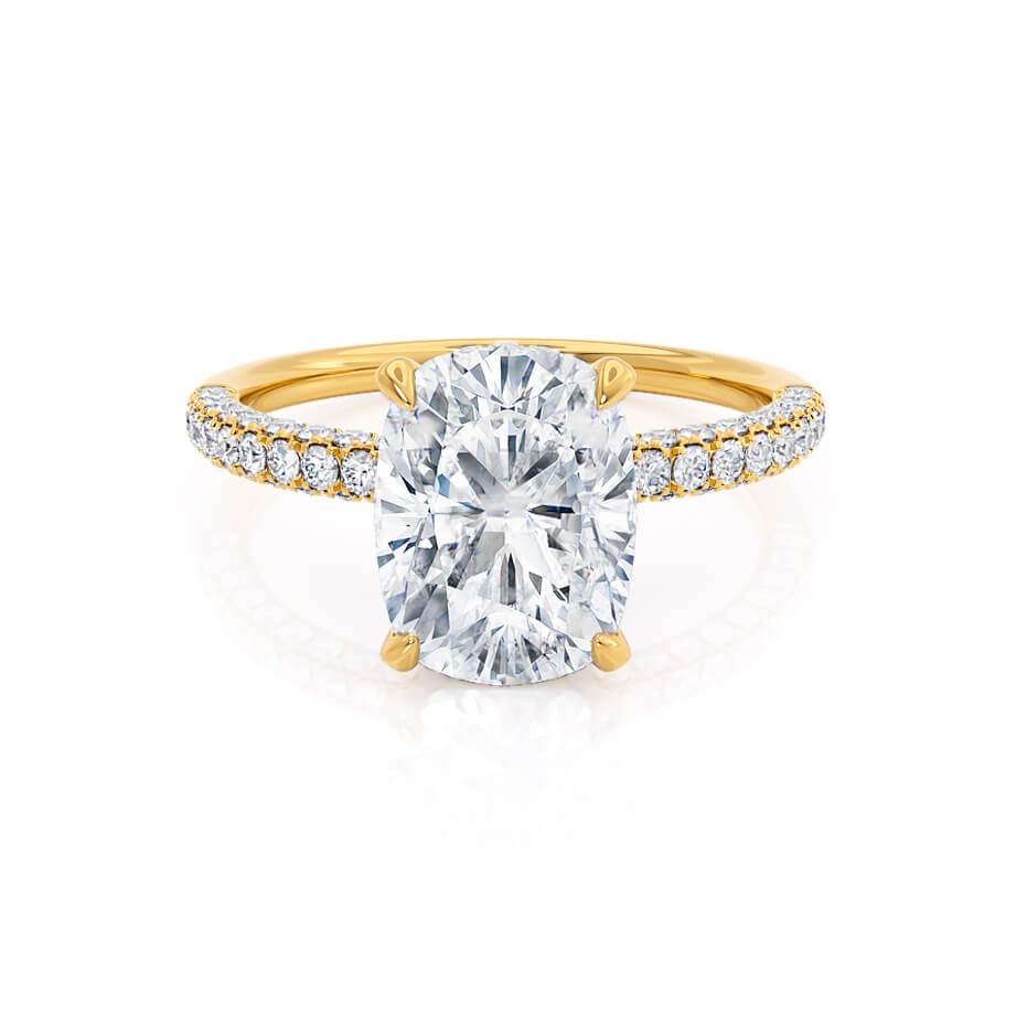 Elongated Cushion Hidden Halo & Pave Lab Grown Diamond Engagement Ring