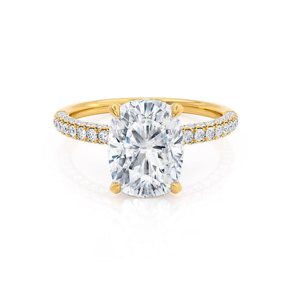 Elongated Cushion Hidden Halo & Pave Lab Grown Diamond Engagement Ring