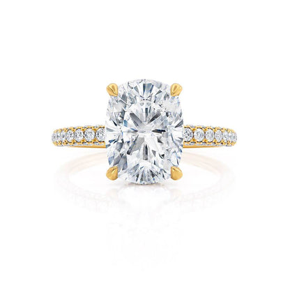 Elongated Cushion Hidden Halo & Pave Lab Grown Diamond Engagement Ring