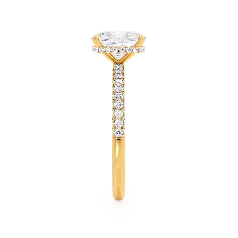 Elongated Cushion Hidden Halo & Pave Lab Grown Diamond Engagement Ring