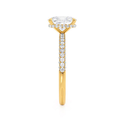 Elongated Cushion Hidden Halo & Pave Lab Grown Diamond Engagement Ring