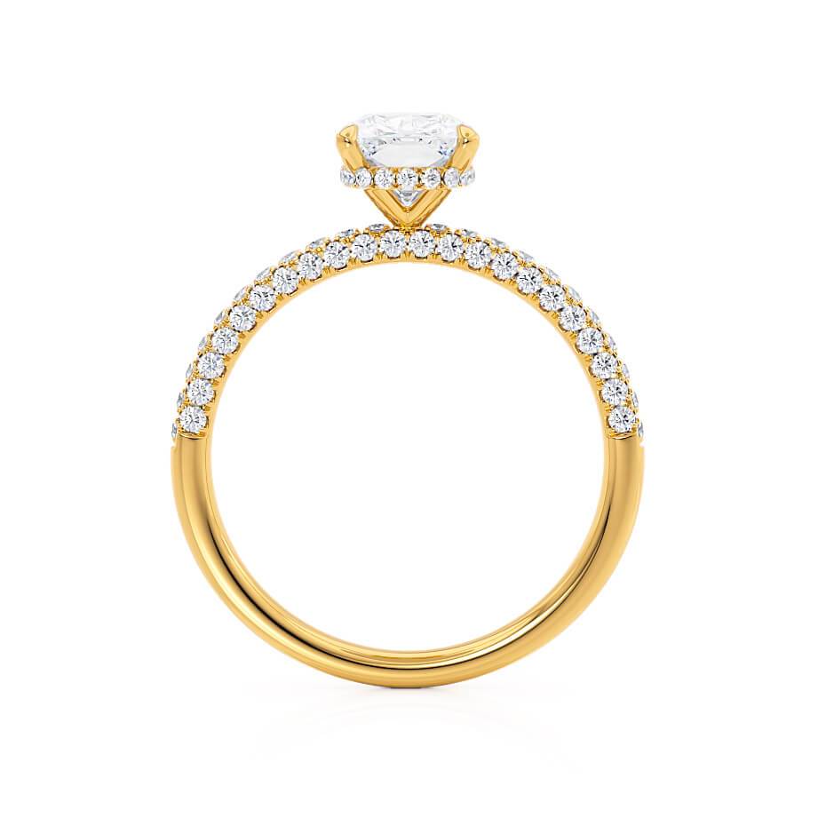 Elongated Cushion Hidden Halo & Pave Lab Grown Diamond Engagement Ring