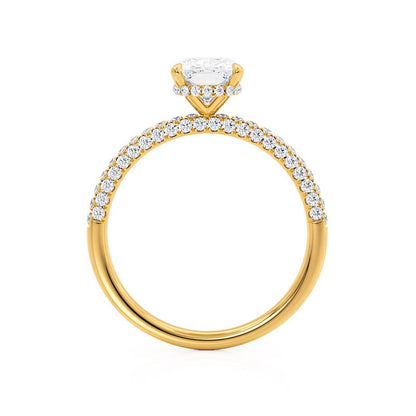 Elongated Cushion Hidden Halo & Pave Lab Grown Diamond Engagement Ring
