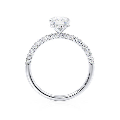 Elongated Cushion Hidden Halo Lab Grown Diamond Engagement Ring