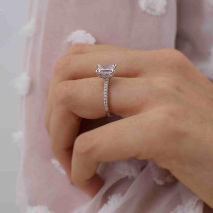 Emerald Hidden Halo & Pave Lab Grown Diamond Engagement Ring