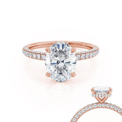 Oval Hidden Halo & Pave Lab Grown Diamond Engagement Ring