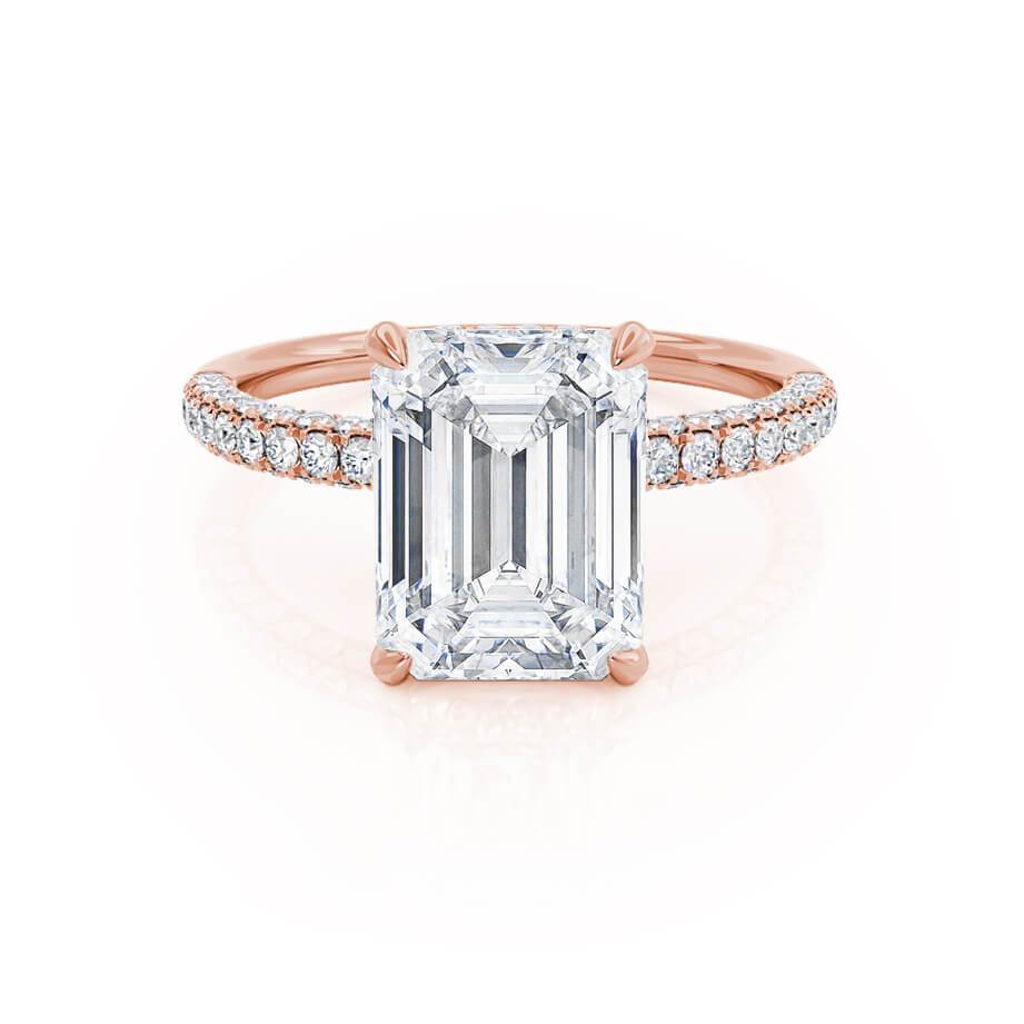 Emerald Hidden Halo & Pave Lab Grown Diamond Engagement Ring