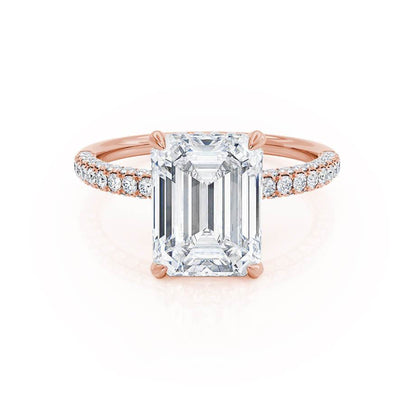 Emerald Hidden Halo & Pave Lab Grown Diamond Engagement Ring