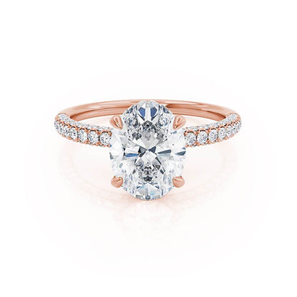 Oval Hidden Halo & Pave Lab Grown Diamond Engagement Ring