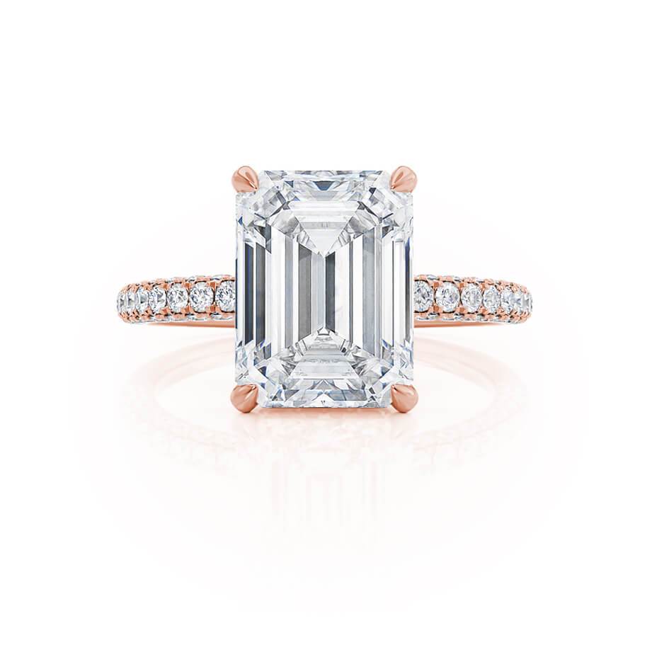 Emerald Hidden Halo & Pave Lab Grown Diamond Engagement Ring