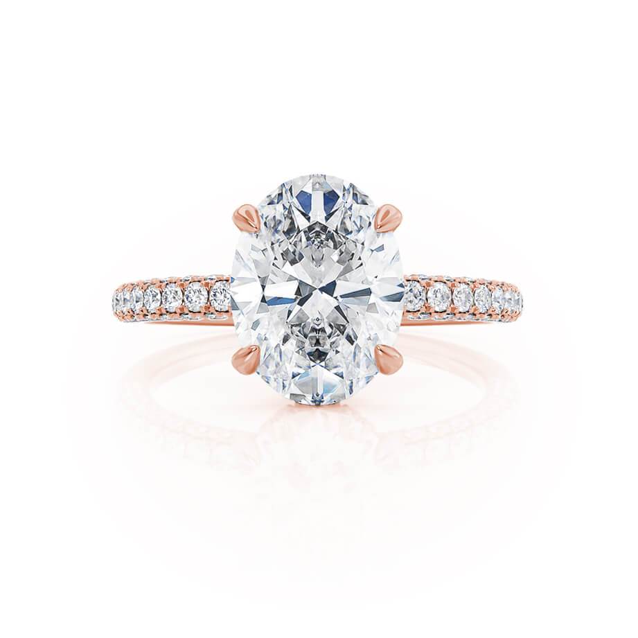 Oval Hidden Halo & Pave Lab Grown Diamond Engagement Ring