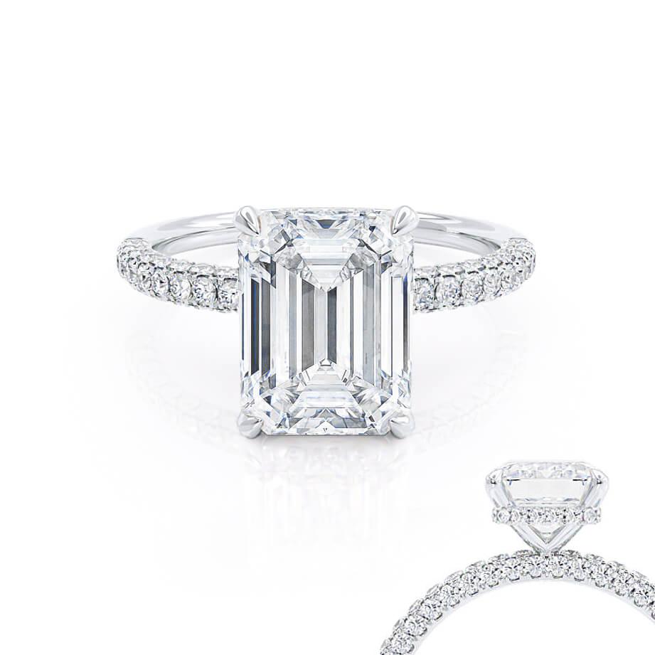 Emerald Pave Lab Grown Diamond Engagement Ring