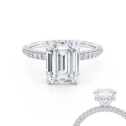 Emerald Hidden Halo & Pave Lab Grown Diamond Engagement Ring