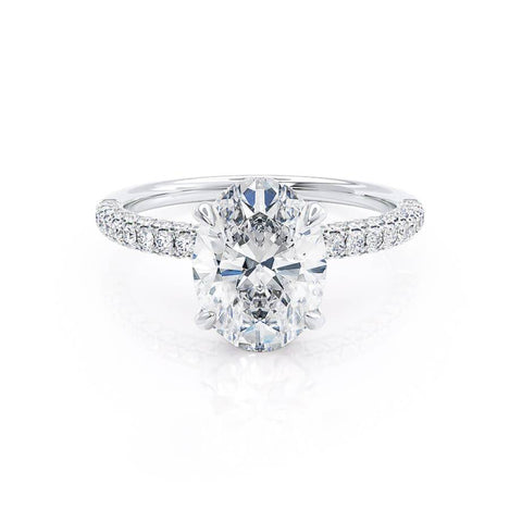 1.50 CT Oval Shaped Moissanite Hidden Halo Style Engagement Ring 2