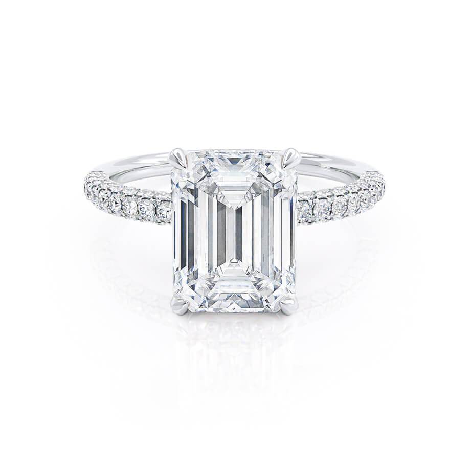 Emerald Hidden Halo & Pave Lab Grown Diamond Engagement Ring