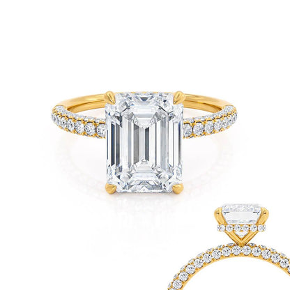 Emerald Pave Lab Grown Diamond Engagement Ring