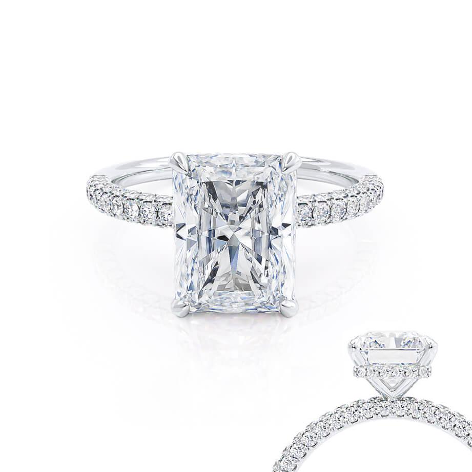 1.80 CT Radiant Shaped Moissanite Hidden Halo Engagement Ring 3