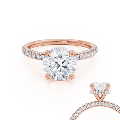 Round Hidden Halo & Pave Lab Grown Diamond Engagement Ring