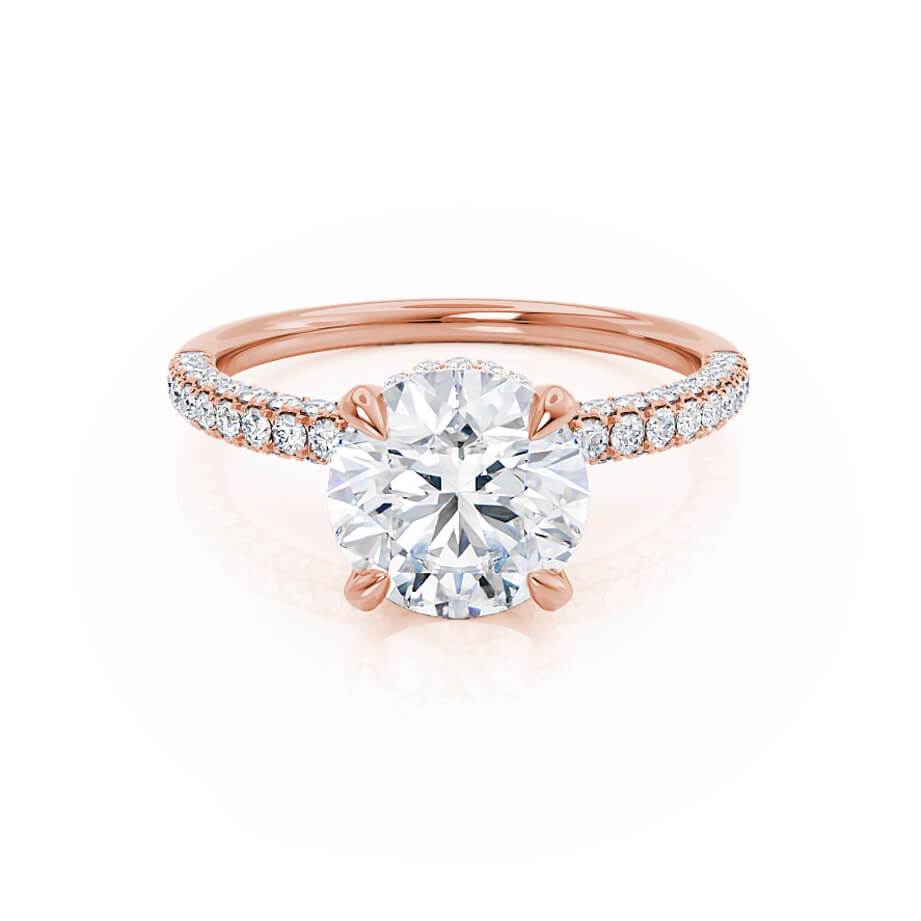 Round Hidden Halo & Pave Lab Grown Diamond Engagement Ring