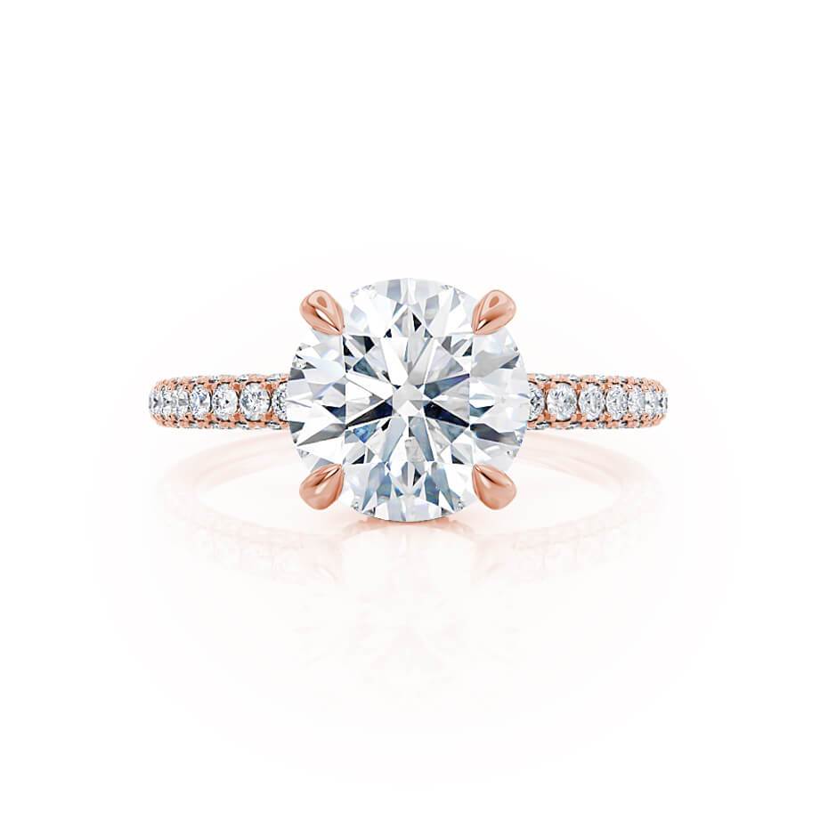 Round Hidden Halo & Pave Lab Grown Diamond Engagement Ring