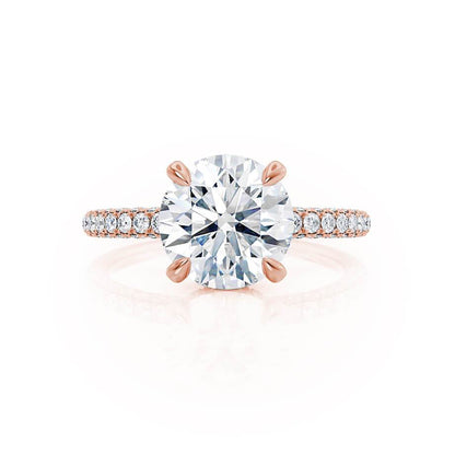 Round Hidden Halo & Pave Lab Grown Diamond Engagement Ring