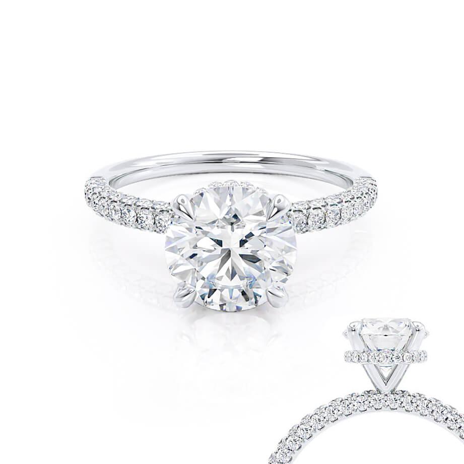 Round Hidden Halo & Pave Lab Grown Diamond Engagement Ring