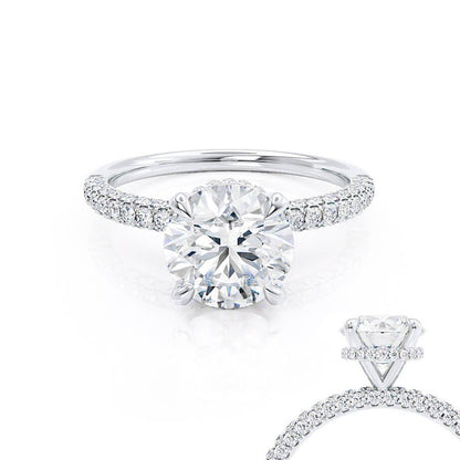 Round Hidden Halo & Pave Lab Grown Diamond Engagement Ring