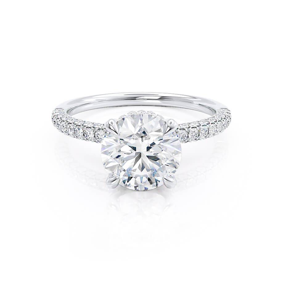 Round Hidden Halo & Pave Lab Grown Diamond Engagement Ring