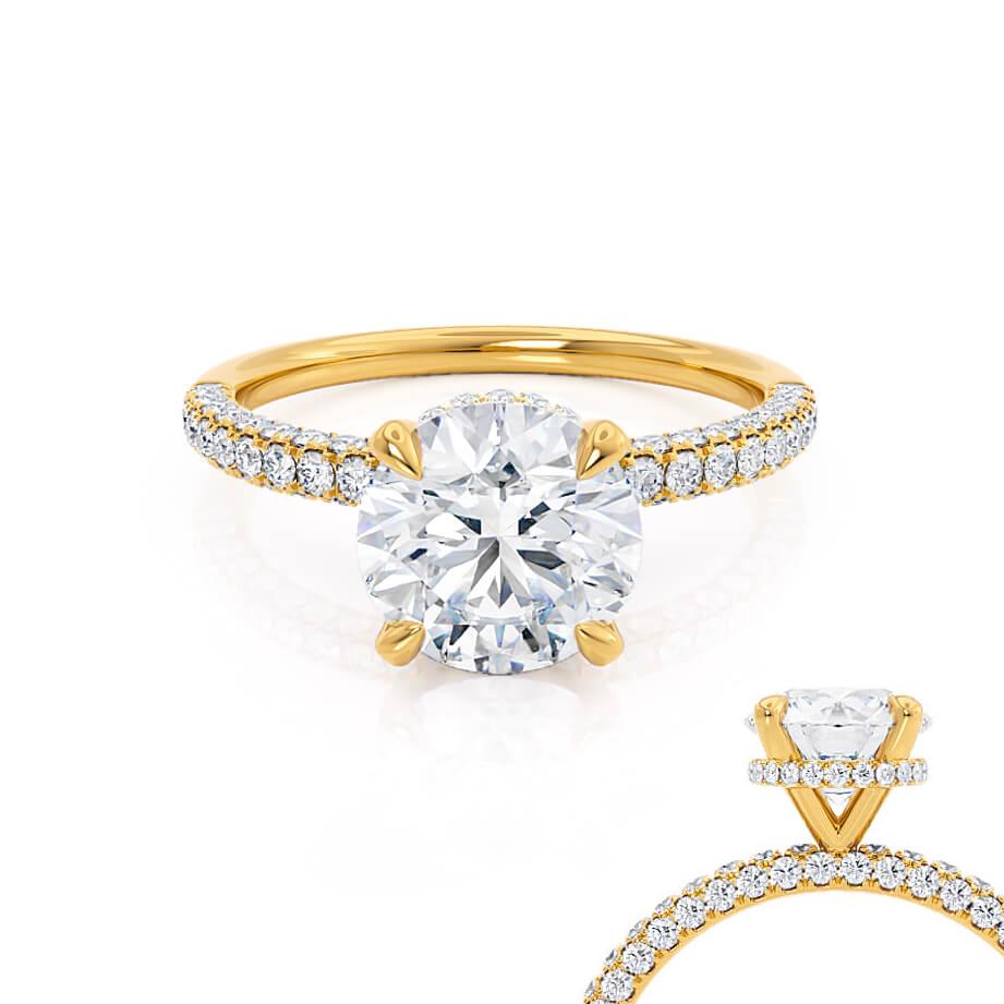 Round Pave Lab Grown Diamond Engagement Ring