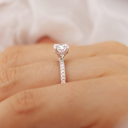 Round Hidden Halo & Pave Lab Grown Diamond Engagement Ring