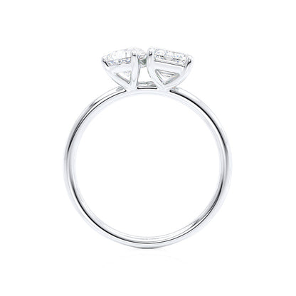 2.52 CT Emerald & 1.50 CT Pear Moissanite Two Stone Engagement Ring 4