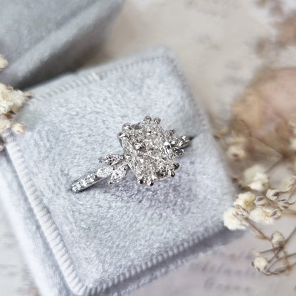 Cushion Cluster Lab Grown Diamond Engagement Ring