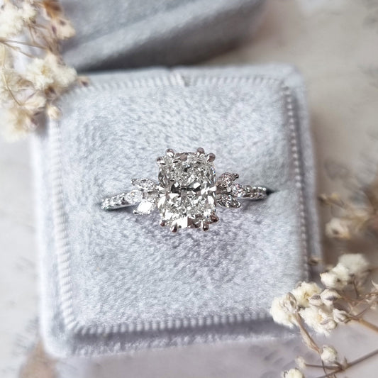 Cushion Cluster Lab Grown Diamond Engagement Ring