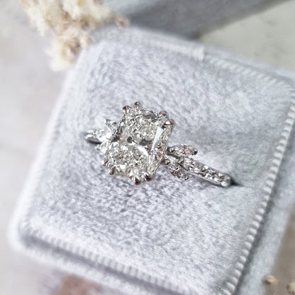 Cushion Cluster Lab Grown Diamond Engagement Ring