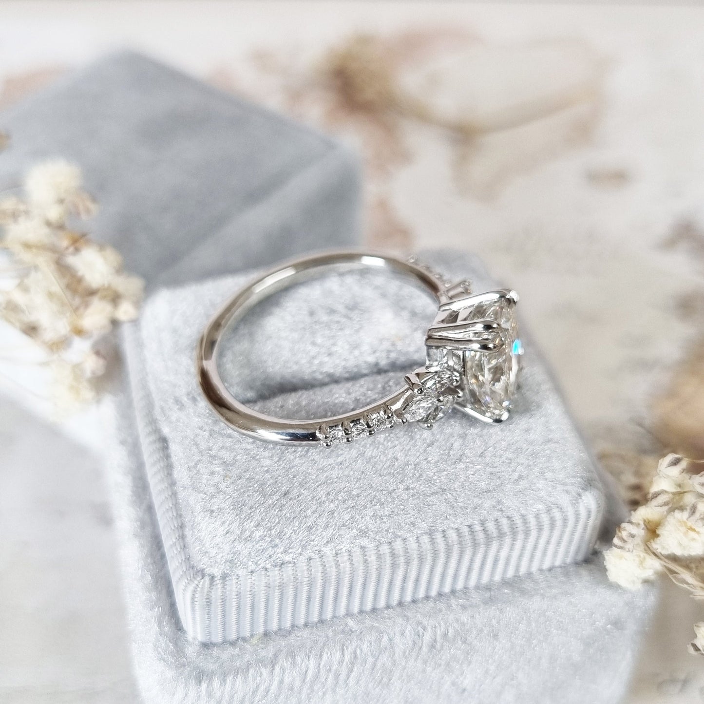 Cushion Cluster Lab Grown Diamond Engagement Ring