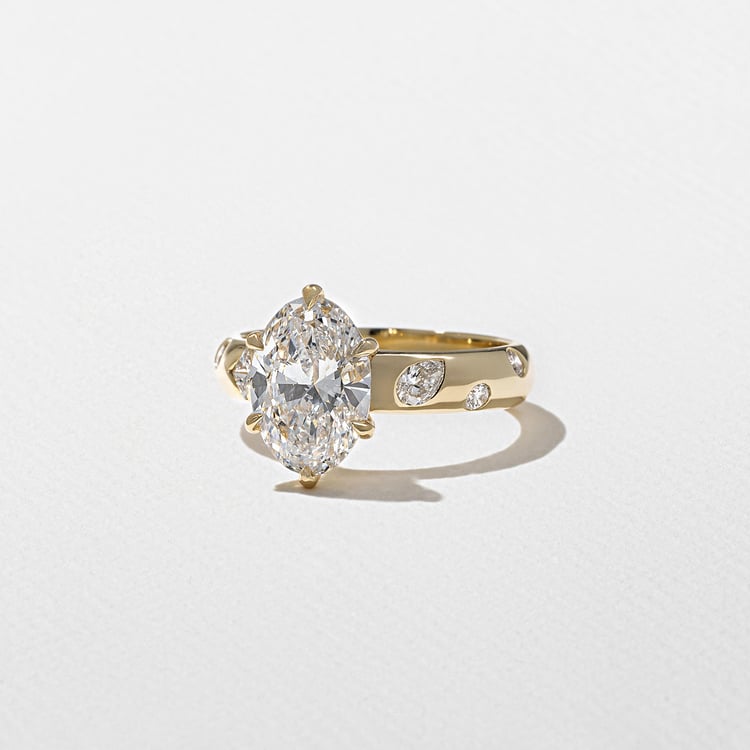 2.24 CT Oval Dainty Pavé Lab Grown Diamond Engagement Ring