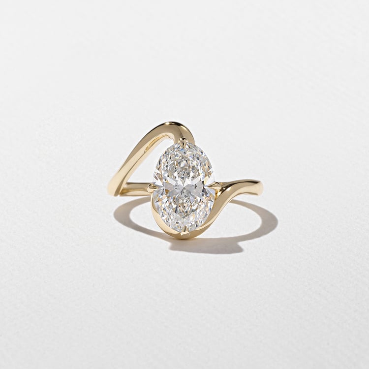 2.00 CT Oval Swirl Lab Grown Diamond Engagement Ring