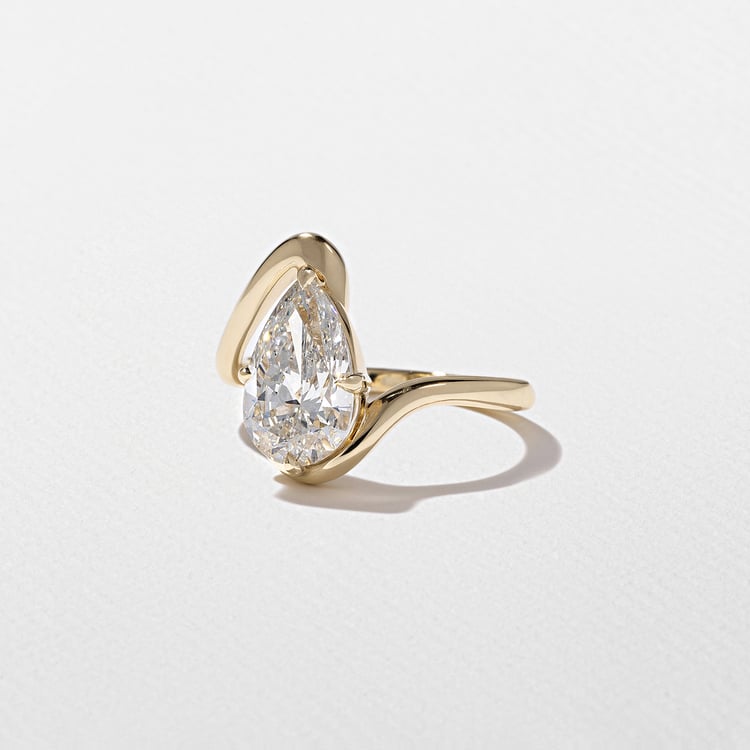 2.00 CT Pear Swirl Lab Grown Diamond Engagement Ring