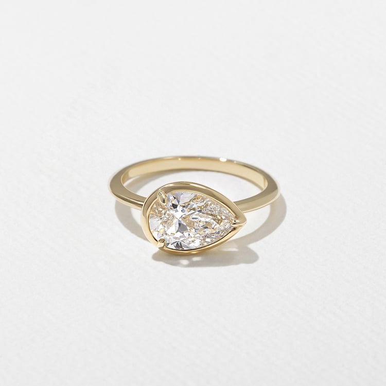 1.64 CT Pear East-West Bezel Solitaire Lab Grown Diamond Engagement Ring