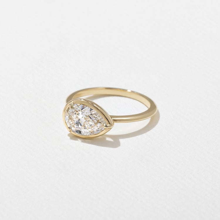 1.64 CT Pear East-West Bezel Solitaire Lab Grown Diamond Engagement Ring