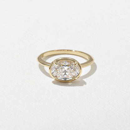 1.81 CT Oval East-West Bezel Solitaire Lab Grown Diamond Engagement Ring