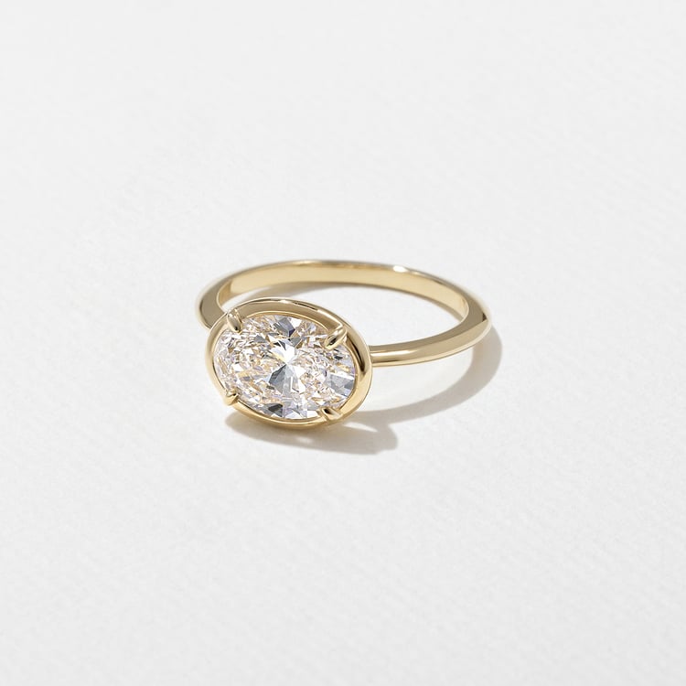 1.81 CT Oval East-West Bezel Solitaire Lab Grown Diamond Engagement Ring