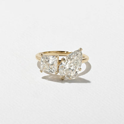 3.70 CT Pear & Princess Toi et Moi Lab Grown Diamond Engagement Ring
